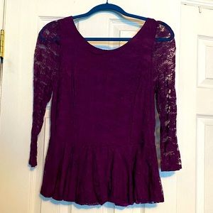NWT Lace peplum blouse